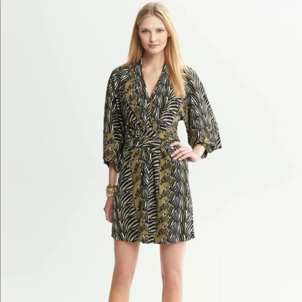 Banana Republic Issa London Zebra Print Wrap Kimono Dress 2